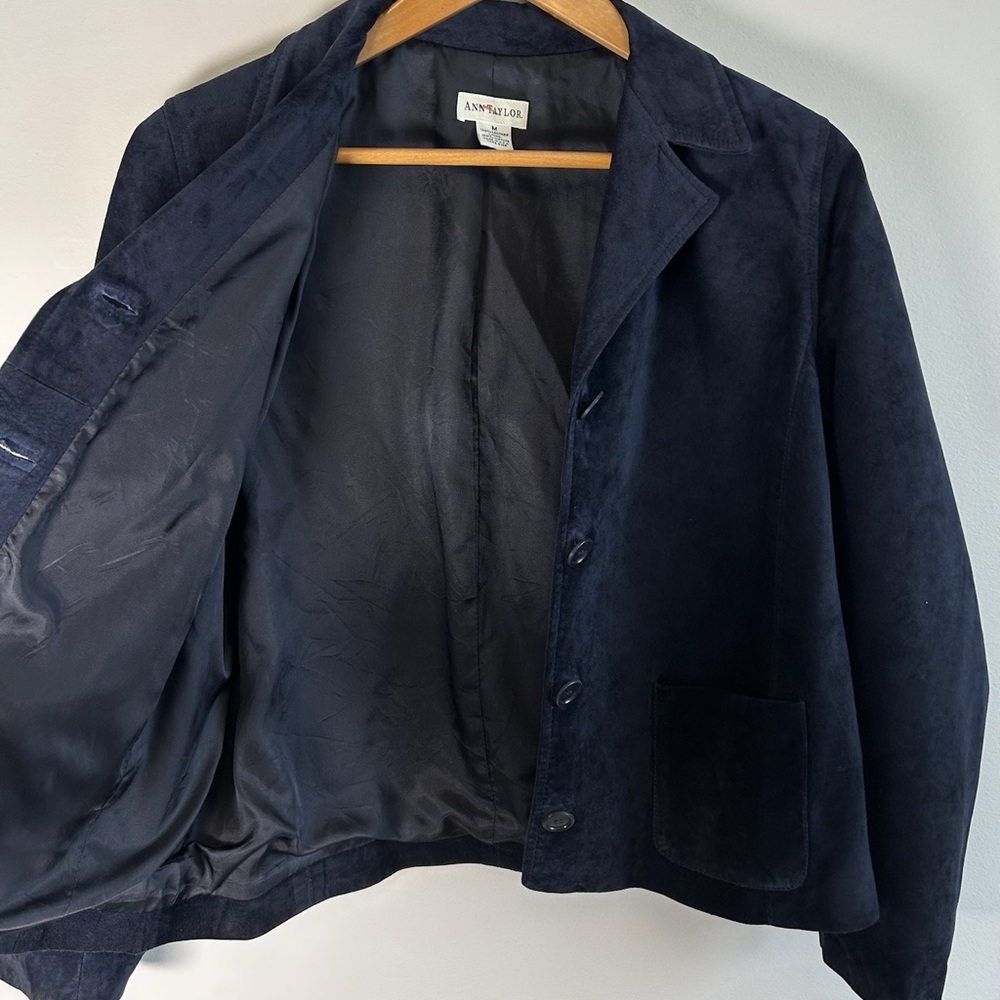 Ann Taylor Navy Suede Blazer Jacket - Picture 4 of 5